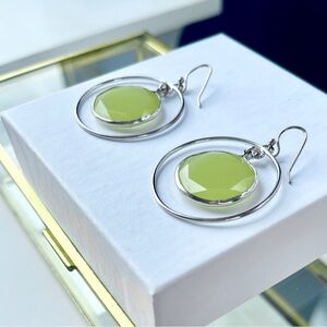 🍈 Green Chalcedony & Sterling Silver Double Circle Earrings